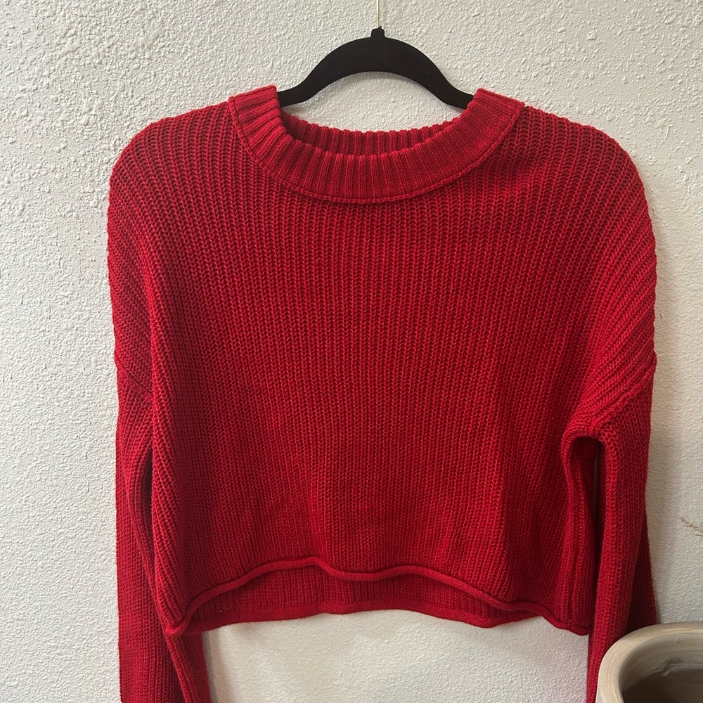 Cropped red sweater